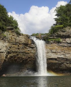 DeSoto Falls is one of the tallest and most visited waterfalls in Alabama; the 107-foot waterfall is part of DeSoto State Park on Lookout Mountain near Ft. Payne. Photo Credit: Freedom Light Productions for Alabama Mountain Lakes